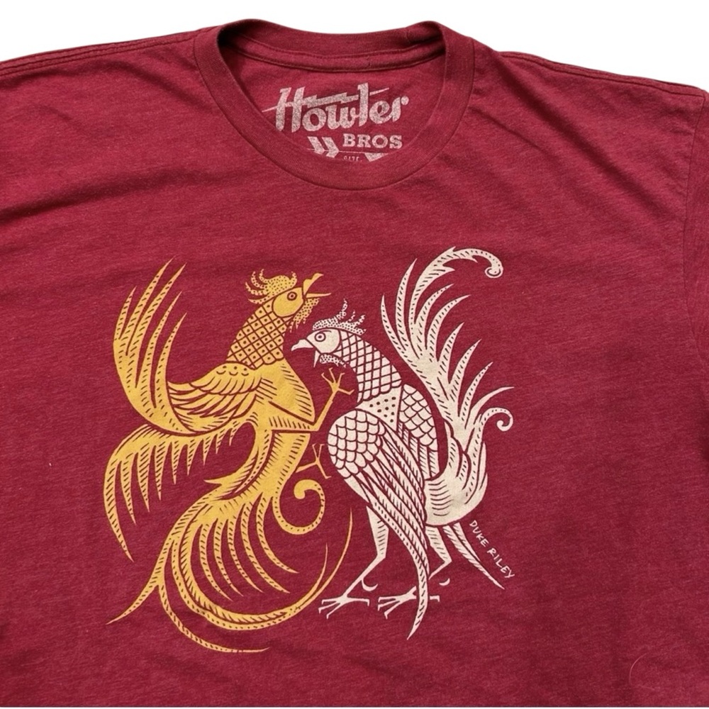 Howler Bros Mens M SS  T-Shirt Crew Neck Duke Riley Fighting Roosters SZ M - Picture 7 of 7